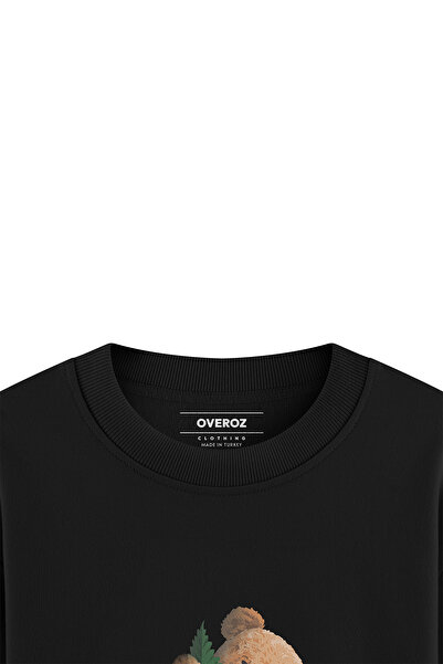 Overoz Teddy Bear εμπριμέ μαύρο oversize φούτερ S1069