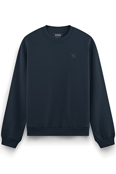 Overoz Нічний синій оверсайз без змін з принтом на спині Світшот оверсайз S1205