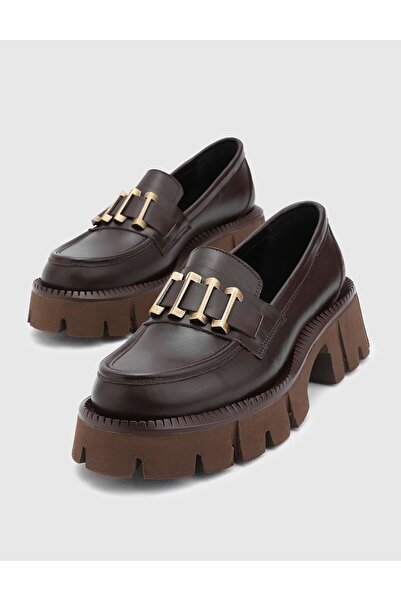 İLVİ Anto Genuine Patent Leather Women's Brown Loafers