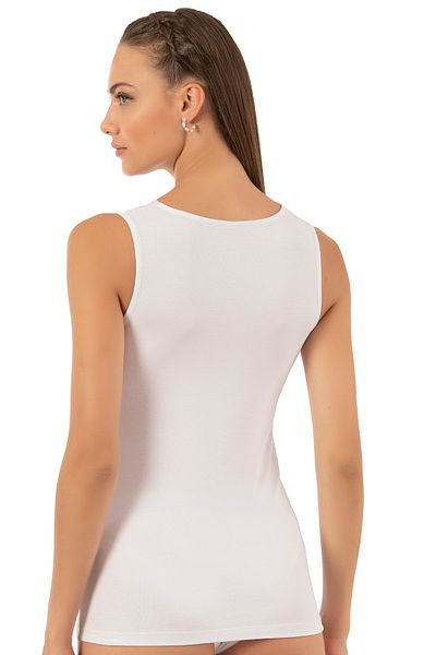 ÖZKAN underwear Özkan 26957 Women's Single Jersey Cotton Flexible Comfortable Soft V-Neck Lace Detailed Thick Strap Undershirt