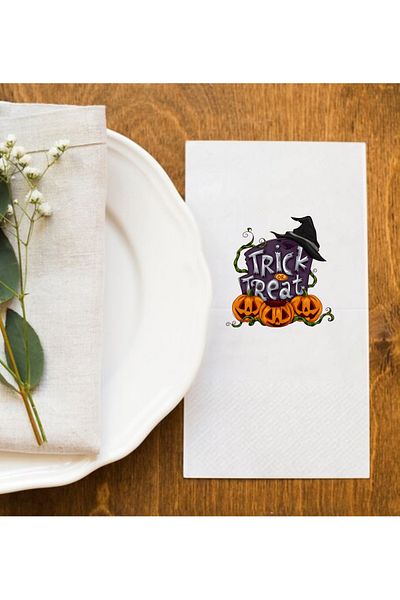Hediyenza 0013 Model Halloween Printed Trick or Treat Presentation Napkin - 20 Pieces
