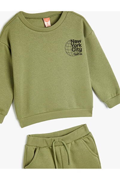 Koton Pamut keverék, emelt tréningruha szett - nyomtatási részletekkel