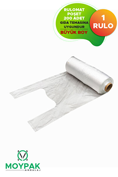MOYPAK Manav Bakkal Poşeti (Rulo Poşet) 200 Adet Sarımlı Gıdaya Uygun 1 Rulo ...