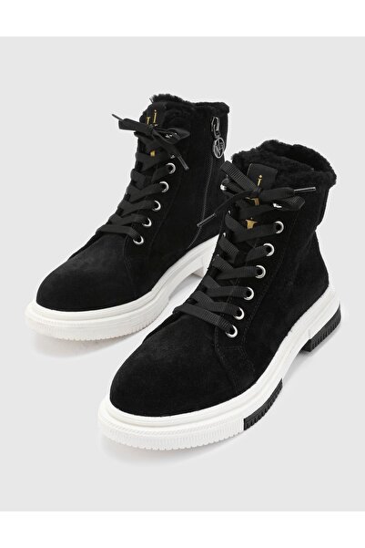 İLVİ Pienza Hakiki Süet Deri Kadın Siyah Bot