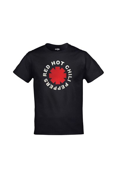 Orijin Tekstil Unisex Black Red Hot Chili Peppers Logo Printed T-Shirt