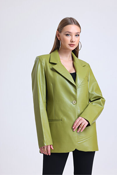 Sense Women's Faux Leather Plus Size Leather Jacket| Ckt33280 Oil Green