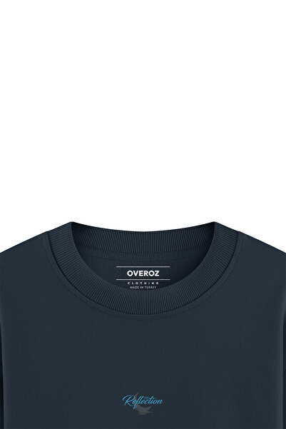 Overoz Midnight Blue Oversize Night Flowers Πίσω Φούτερ με στάμπα και κείμενο Oversize S1204