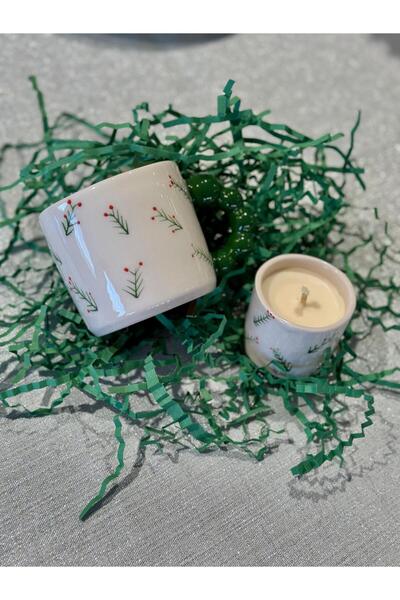 LUFA HOME x Lumos Concept Yılbaşı Temalı Seramik Kupa ve Mum Hediye Seti