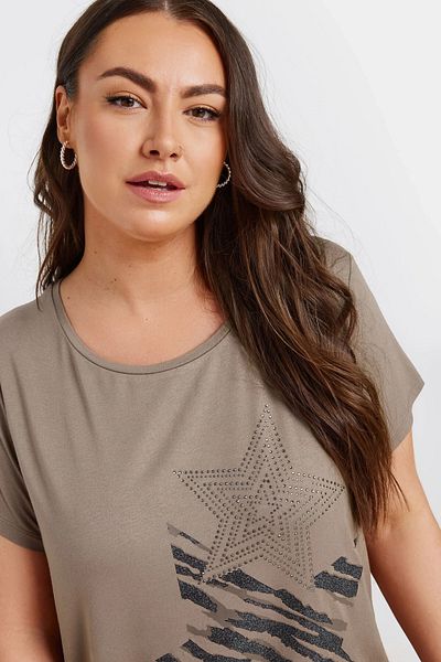 Stil Diva Tricou cu mânecă scurtă cu mânecă scurtă, cu decolteu, cu imprimeu cu stele 322119