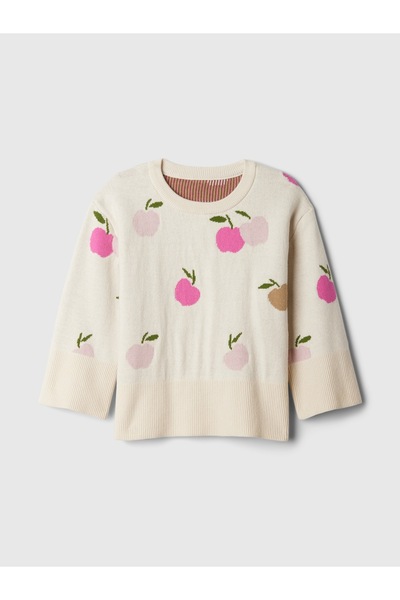 GAP Kız Bebek Kırık Beyaz Yırtmaç Detaylı Kazak