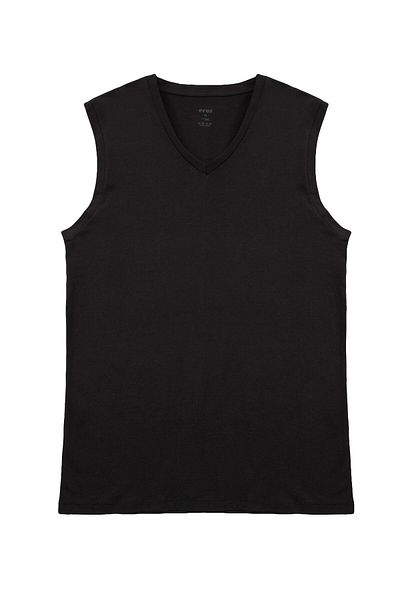 Eros 031 2 Pack Black Single Jersey V-Neck Zero Sleeve Men's Tank Top