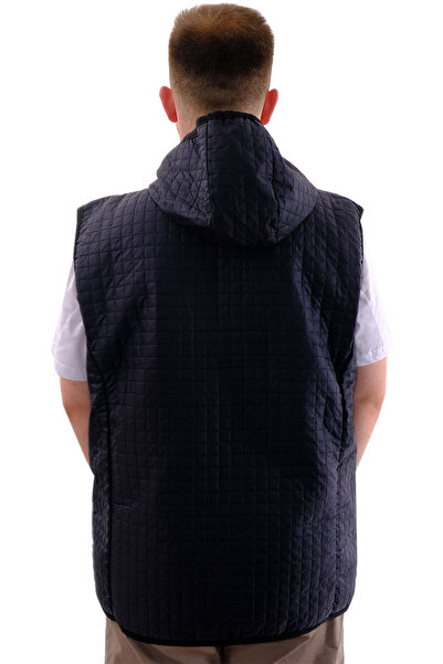 ModeXL Mode XL Large Size Men's Hooded Puffer Vest with Zipper U24700 Navy