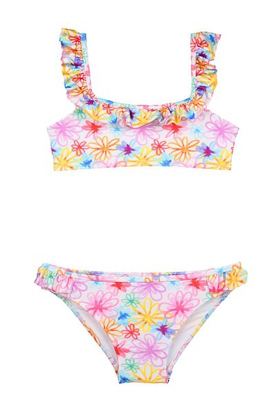 No Gossip Frilly Bikini Set for Kids - Flowers