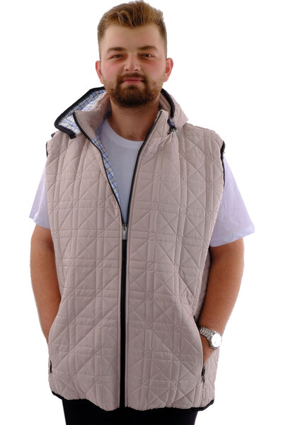 ModeXL Ανδρικό καπιτονέ γιλέκο Mode XL Plus Size U24702 Ανοιχτό γκρι