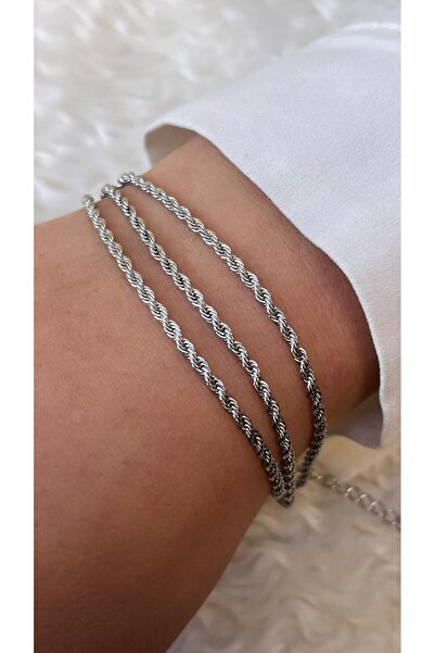 YASİN TOPÇU سوار من الفولاذ الفضي بثلاثة صفوف ملتوية