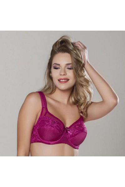 MOONLİGHT Moonlight 2125 Claret Red Underwire Lace Detailed Thick Strap Gathering Bra