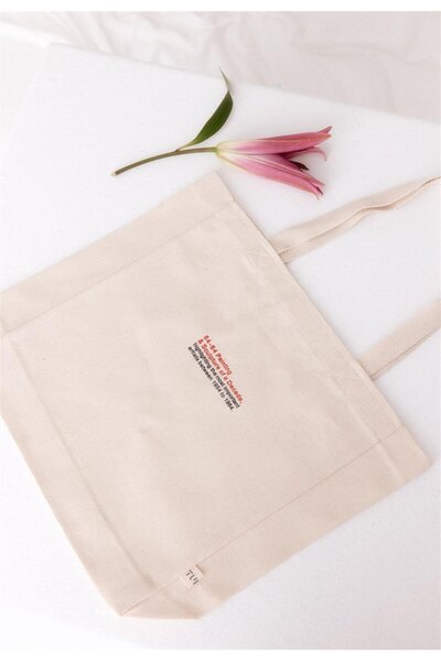 TUBİA Geantă tote din pânză cu gusetă imprimată