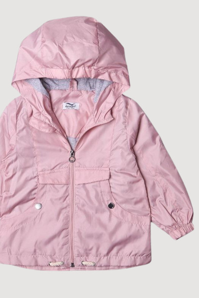 Verscon Hooded Raincoat with Front Zipper Pocket Seasonal Lightweight Girl's Coat