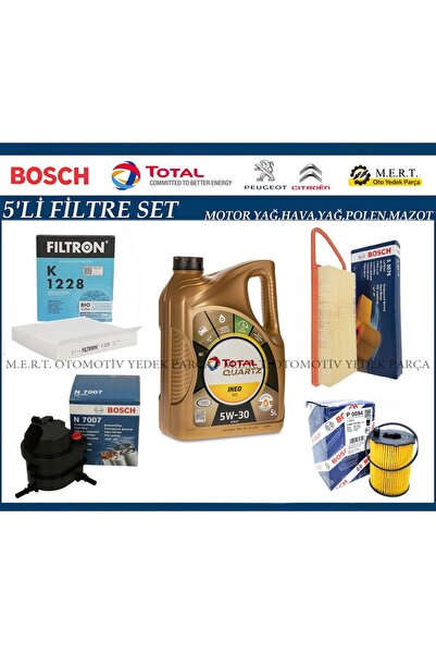 M.E.R.T. OTOMOTİV-YEDEK PARÇA Citroen Nemo 1.4 Hdi Filtre Bakım Seti + Motor Yağı