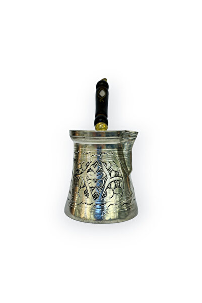 EFEMİR Pasha Embroidered 3-Person Pewter Copper Coffee Pot