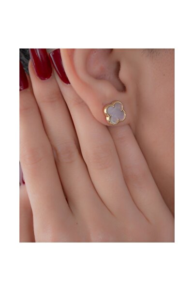 YCL JEWELLERY Beyaz Sedef Taşlı Altın Küpe