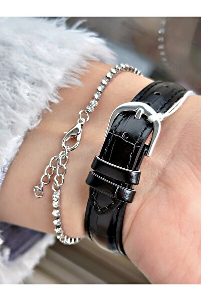 Casio Stylish Design Women's Wrist Watch with Black Color Leather Strap + Bracelet Gift