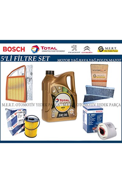M.E.R.T. OTOMOTİV-YEDEK PARÇA Peugeot 301 1.6 Hdi Euro 5 Filtre Bakım Seti + Motor Yağı