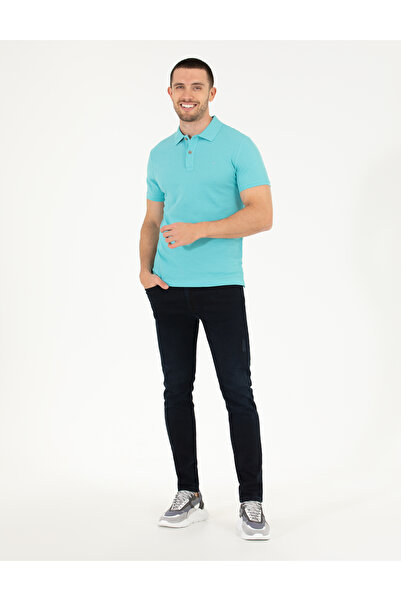 Pierre Cardin Tricou de bază cu gât polo albastru slim fit 50262660-VR007