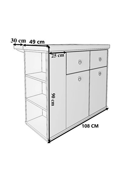 moka park avm Şahin Ada Mutfak Masası Kapaklı Çekmeceli Çok Amaçlı Beyaz