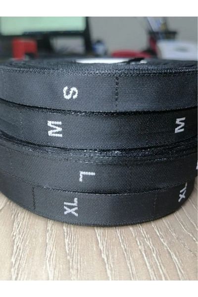 Mars 5 Rolls of Woven Size Labels Black