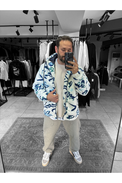 BYBASICMAN Біле пальто на блискавці з квітковим візерунком LNS9924