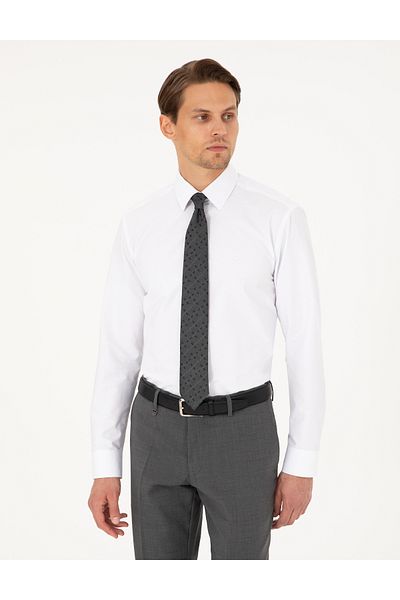 Pierre Cardin Λευκό μακρυμάνικο πουκάμισο Basic Fit 50298003-VR013