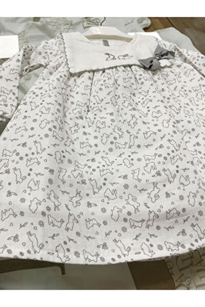 Babydola kız bebek müslin elbise tavşan desenli