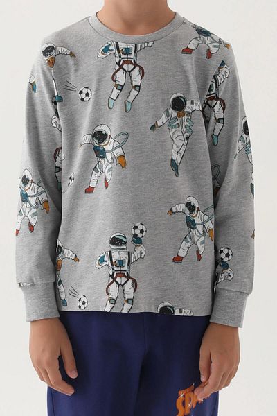 ROLY POLY 3206 Gray Cotton Long Sleeve Men's Waiter Pajama Set