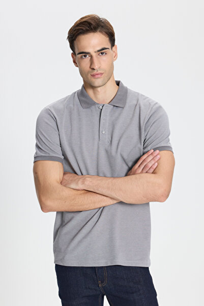 George Henry Non-Shrinkable Cotton Fabric Slim Fit Slim Fit Men's Gray Uncurlable Polo Collar T-Shirt