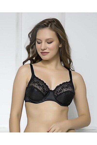 MOONLİGHT Moonlight 2114 Чорний бюстгальтер з кісточками та мереживними деталями