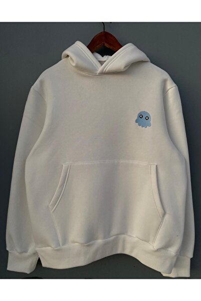 viviza Kapüşonlu sweatshirt kalamar desen 3 iplik şardonlu kalın kaliteli