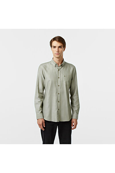 Lacoste Erkek Slim Fit Düğmeli Yaka Haki Gömlek