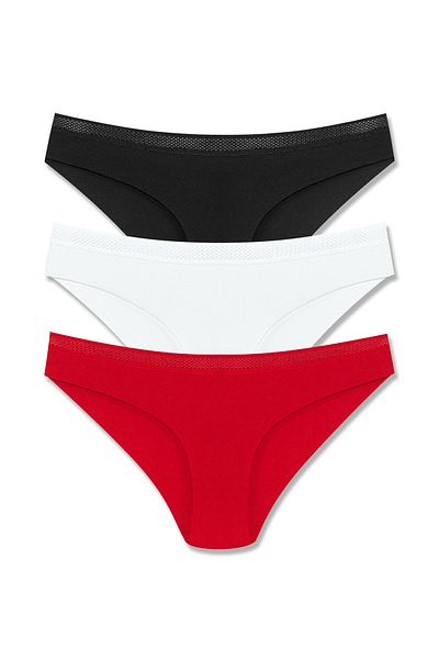 HNX Γυναικεία εσώρουχα 3 τεμαχίων Interlock Laser Cut Mesh Rubber Slip