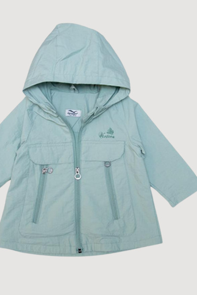 Verscon Hooded Raincoat with Front Zipper Pocket Seasonal Lightweight Girl's Coat