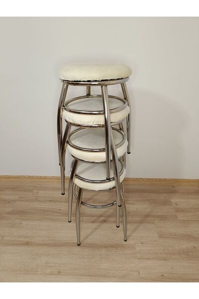 EVKO MOBİLYA Tabure, Bar Taburesi, 6 Adet Tabure, Metal Ayaklı Tabure, Iç Içe Geçebilen Tabure, Altılı Tabure