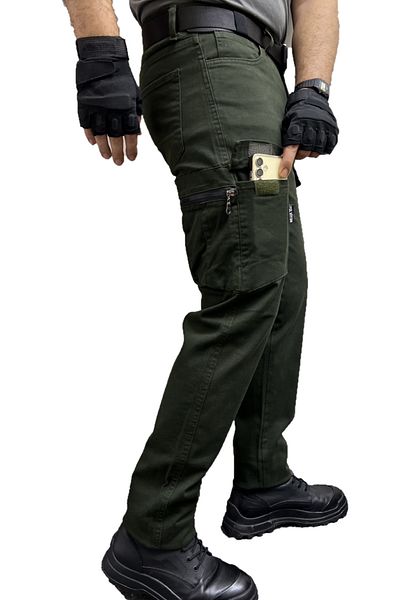Polviton Ανδρικό παντελόνι Tactical Cargo - Dark Khaki, Lycra Gabardine Cotton, Ύφασμα