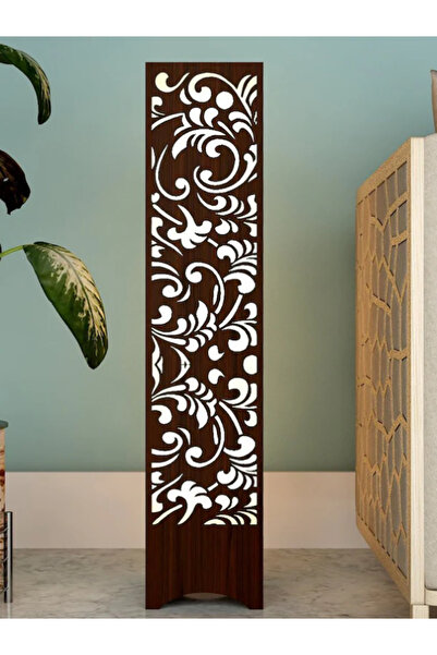 10kdekor Büyük Çiçek Desenli Ahşap Lambader 100cm - Dekoratif Gece Aydınlatması Gece Lambası