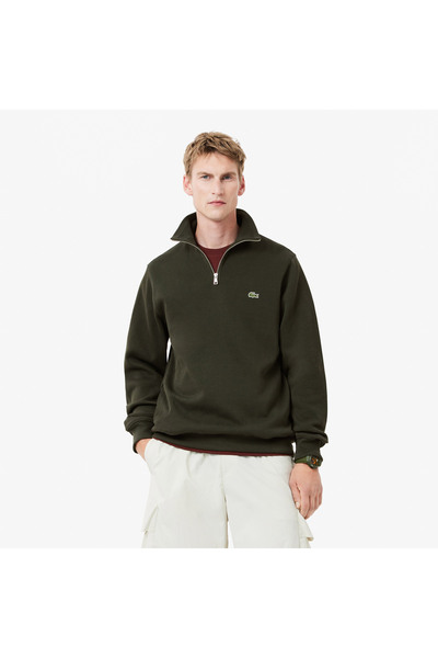 Lacoste Erkek Classic Fit Yarım Fermuarlı Haki Sweatshirt