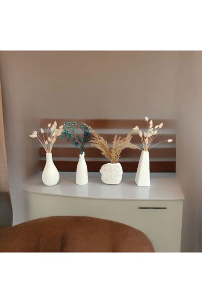 taşdevri life evinizi ve kendinizi şımartın 4 lü dekoratif asimetrik  pampas vazo takımı