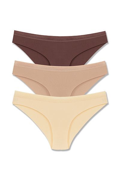 HNX Γυναικεία εσώρουχα 3 τεμαχίων Interlock Laser Cut Mesh Rubber Slip