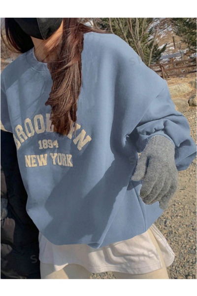 MOONBULL Unisex Bisiklet Yaka Oversize Sweatshirt