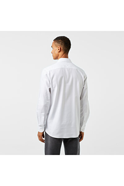 Lacoste Erkek Slim Fit Düğmeli Yaka Beyaz Gömlek