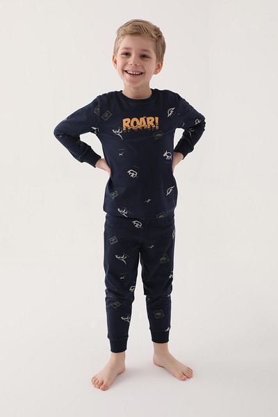 ROLY POLY 3222 Navy Blue Cotton Long Sleeve Boys' Pajama Set