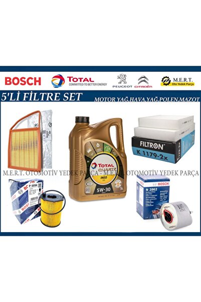 M.E.R.T. OTOMOTİV-YEDEK PARÇA Peugeot 2008 1.6 E-Hdi Filtre Bakım Seti + Motor Yağı